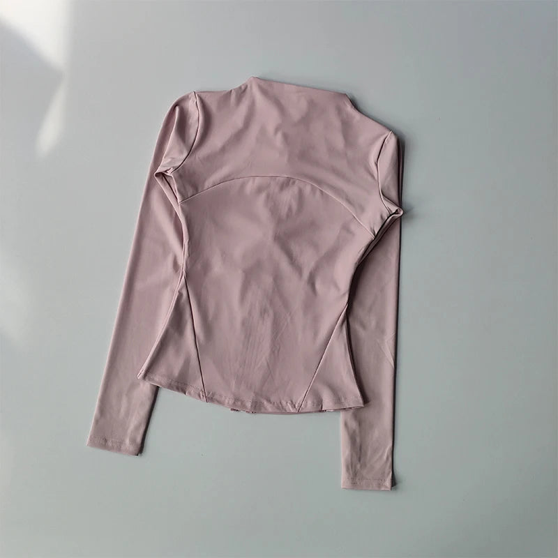 Chaqueta deportiva con cremallera para mujer, camisa de Yoga para Fitness, abrigos para entrenamiento y correr, cárdigan cálido de manga larga para gimnasio, chaqueta ajustada ajustada, ropa deportiva