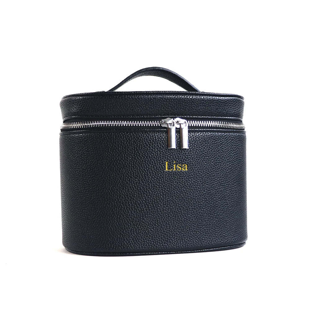 Caja de cosméticos de cuero  de gran capacidad con , bolsa de cosméticos portátil de viaje