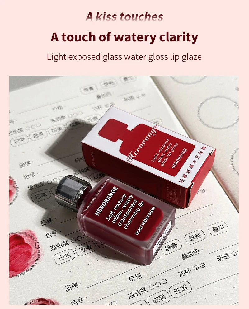 HERORANGE Laca de labios ligera similar al vidrio: brillo de espejo, fórmula hidratante; A prueba de manchas, de larga duración y brillo de la piel