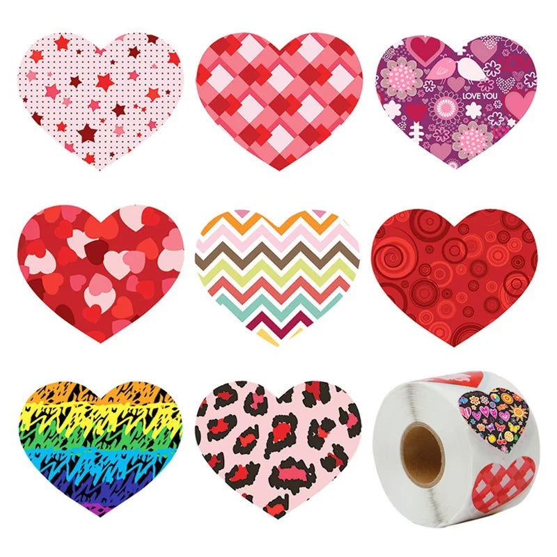 100-500pcs Sparkle Heart Stickers Red Love Scrapbooking Adhesive Stickers for Valentine's Day Wedding Decor Stationery Sticker