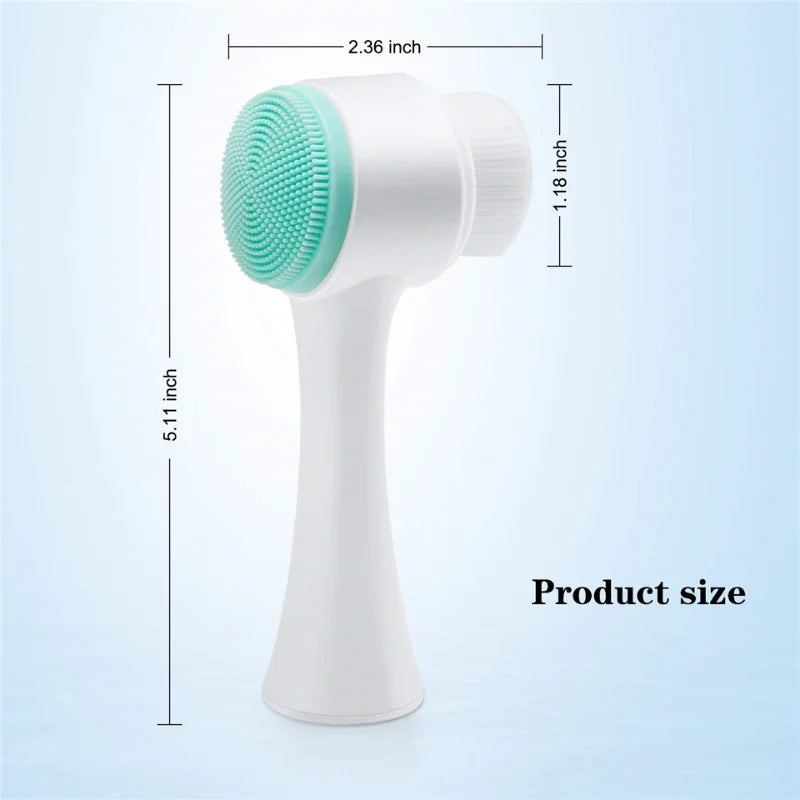 Cepillo de limpieza Facial de silicona doble 3D, cepillo Facial de masaje Manual, exfoliante de cerdas suaves, cepillo de lavado de cara de doble cara