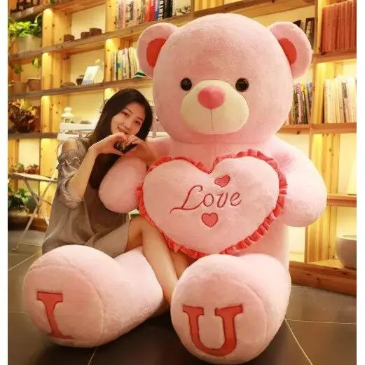 80 100cm Big I LOVE YOU Teddy Bear Plush Toys Lovely Stuffed Soft Pillow Doll Kids Toys Birthday Girlfriend Valentine's Day Gift