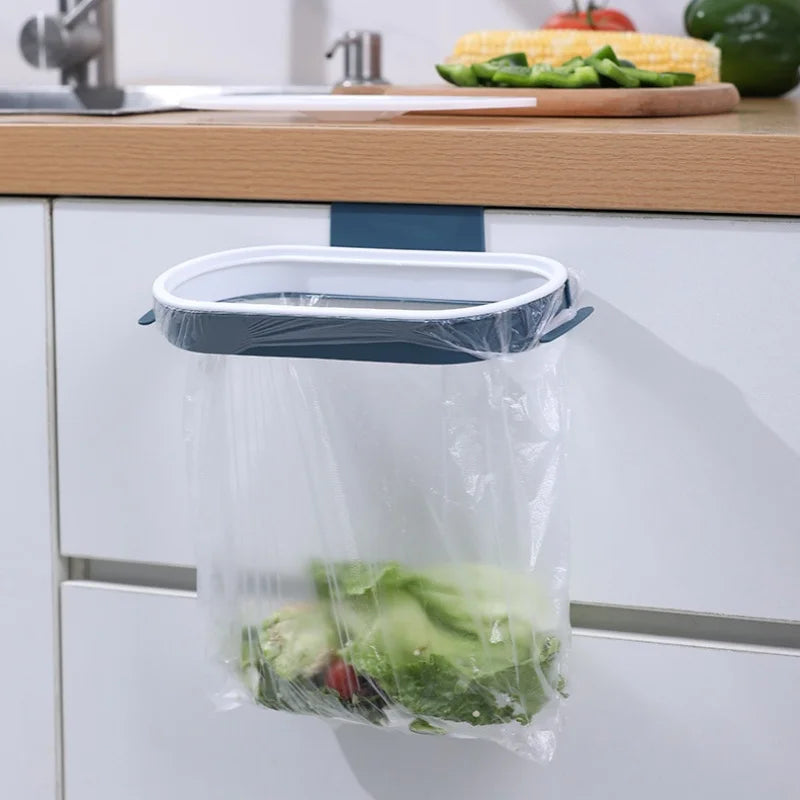 Portable Trash Bag Plastic Bracket Kitchen Cabinet Door Basket Hanging Trash Can Wall-Mounted Kitchen Organzier 