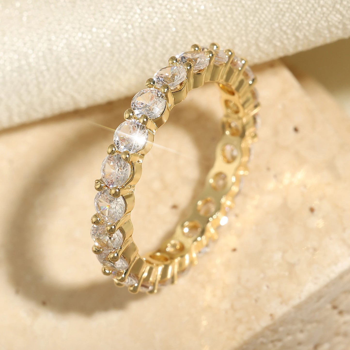 Anillos de compromiso de circonia cúbica Baguette clásicos para mujer, joyería de lujo chapada en oro de 18 quilates para fiesta y boda