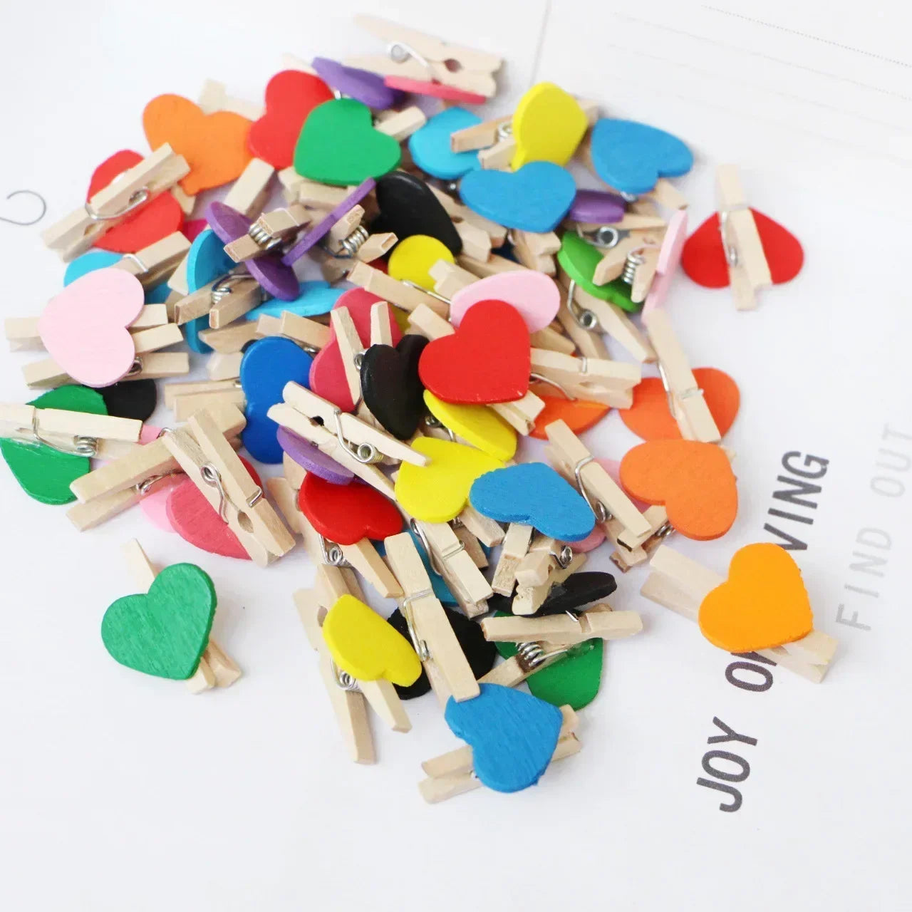 30x4mm 50pcs Wooden Colored Love Heart Photo Clip Memo Paper Peg Clothespin Stationery Valentine's Day Wedding Party Craft Decor