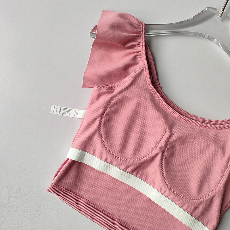 Small  Flying Sleeve Yoga Short Sleeve Quick-drying Breathable Short Fitness Clothing with Chest Pads Outside Wearing Pilates Top