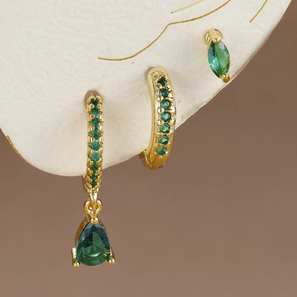 3 Piece Fashion Stainless Steel Round Star Drop Earrings Set for Women 18K Gold Plated Dangle Earring Punk Unisex Rock  Jewelry