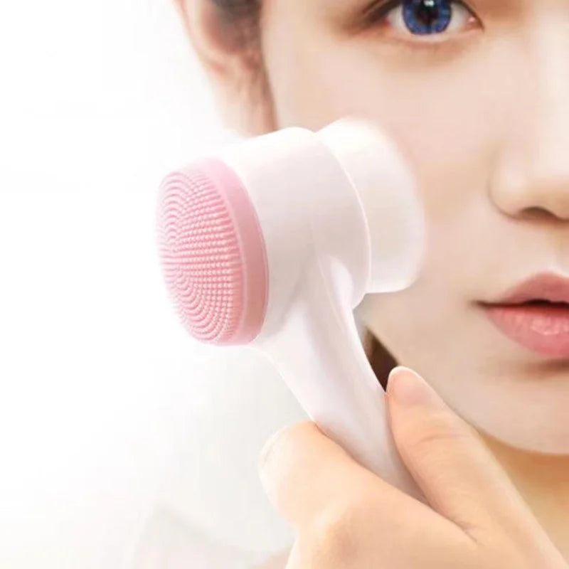 Cepillo de limpieza Facial de silicona doble 3D, cepillo Facial de masaje Manual, exfoliante de cerdas suaves, cepillo de lavado de cara de doble cara