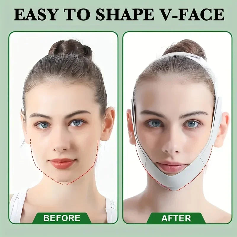 Banda de Estiramiento facial durante la noche con fibra de grafeno: reductor de barbilla doble y definidor de mandíbulas, correa de belleza reutilizable lavable, 5 tamaños