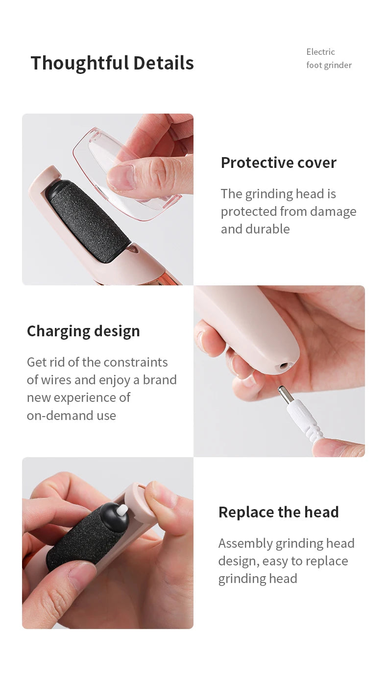 Amoladora de pies eléctrica automática, frotamiento de callos de pies, pedicura, eliminador de callos de piel muerta para máquina de belleza de pies