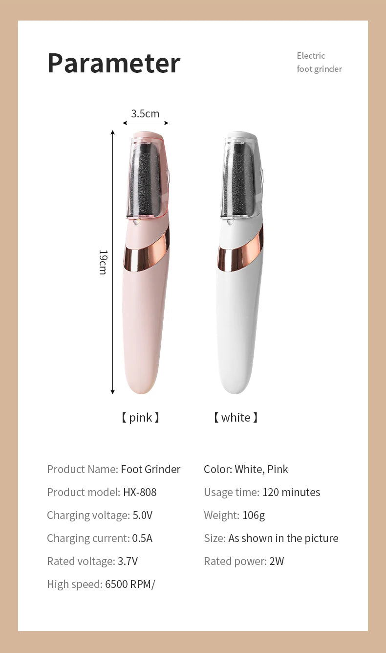 Amoladora de pies eléctrica automática, frotamiento de callos de pies, pedicura, eliminador de callos de piel muerta para máquina de belleza de pies