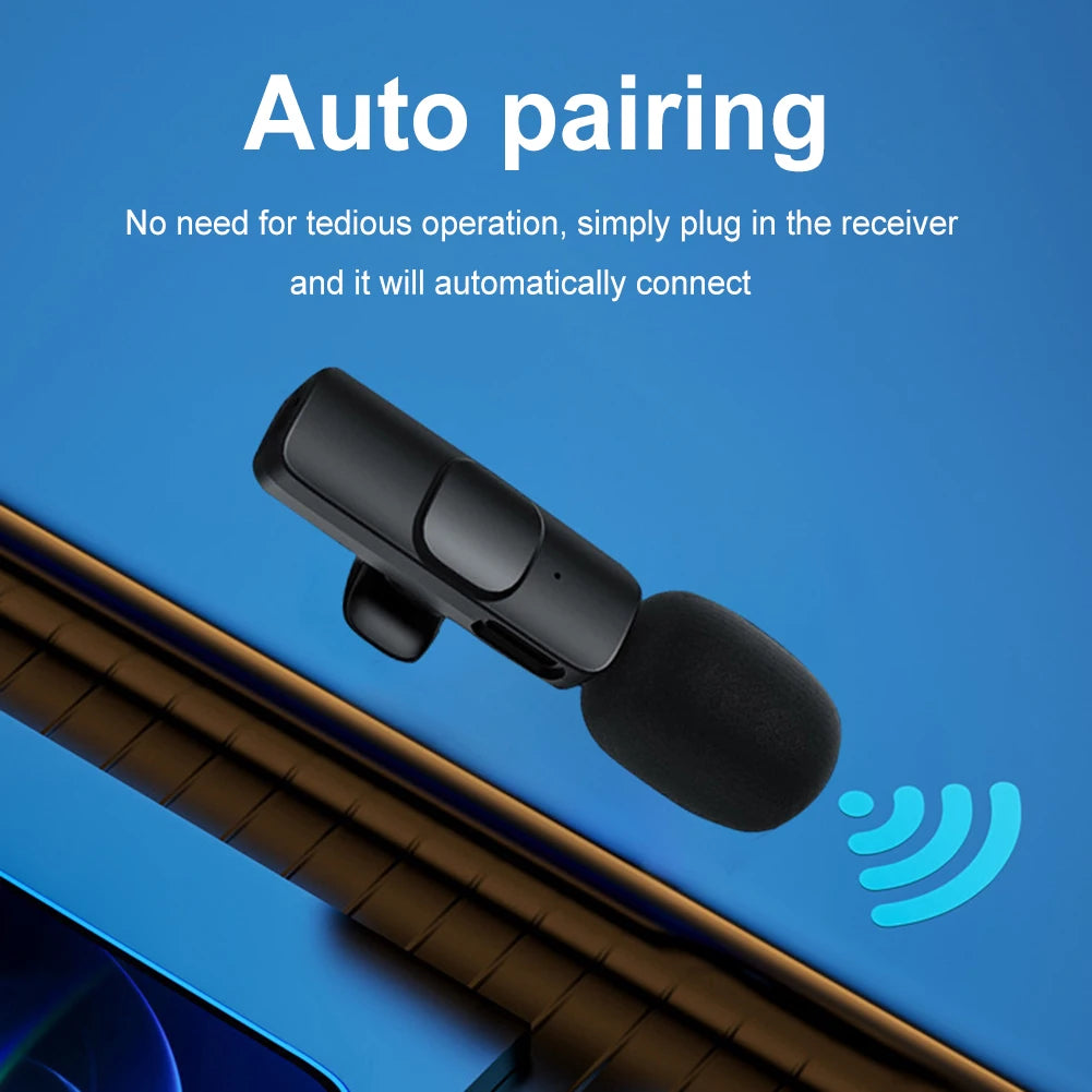 2.4G Wireless Lavalier Microphone Audio Video Recording Mini Lapel Mic Noise Reduction 3 in 1 for iPhone Huawei Xiaomi Samsung