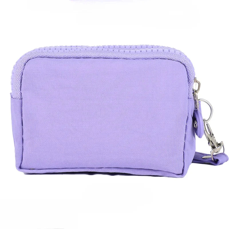 Mini monedero de nailon, bolso para llaves, billeteras para mujer con cremallera, impermeable, portátil, tarjetero de tres capas, bolso para mujer y niña, bolso para auriculares