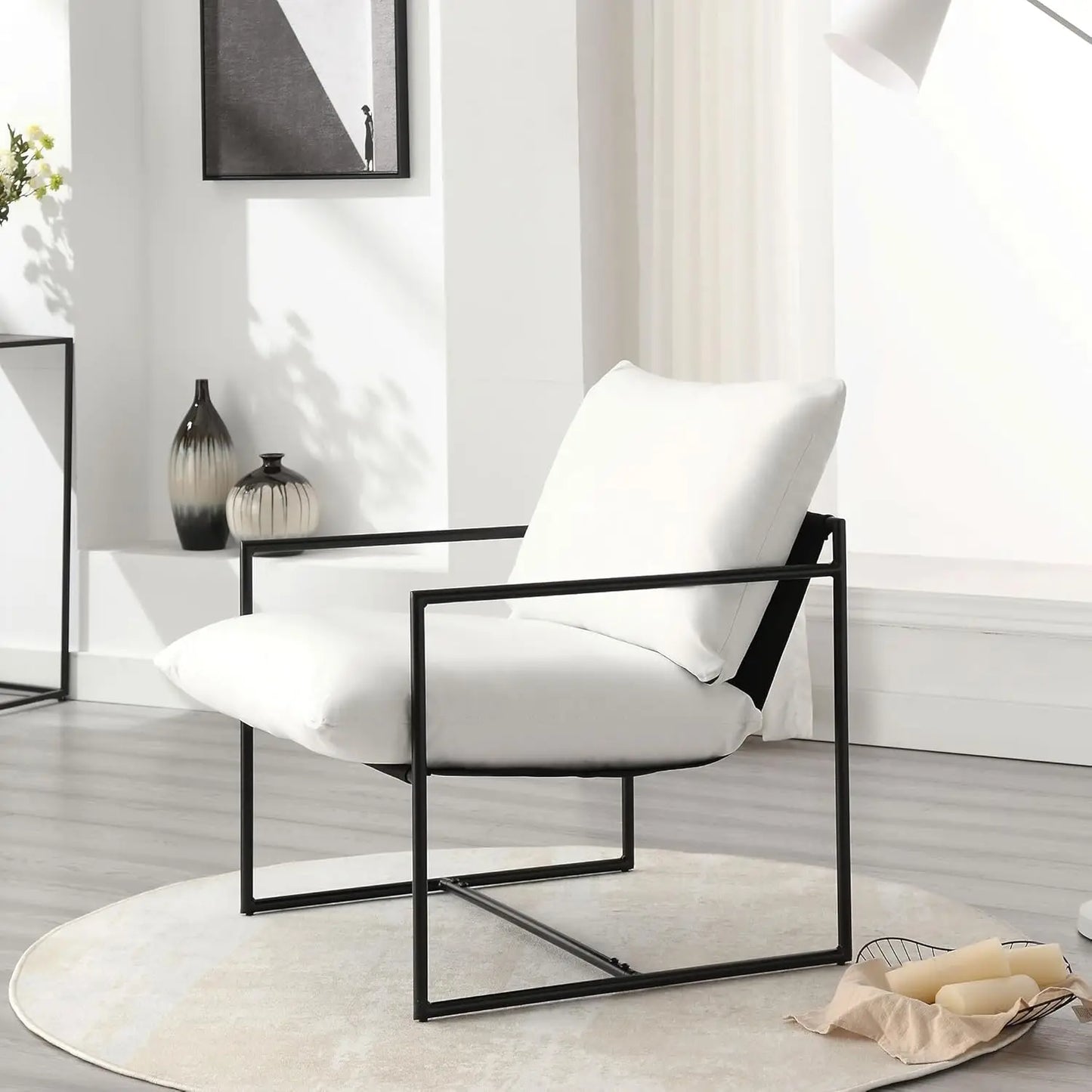 Accent Chair for Living Room Bedroom Reading Office Modern Design Metal Frame Armchair