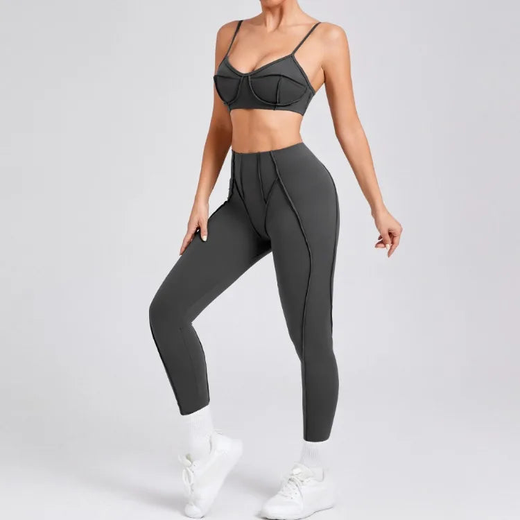 Yoga Sets Sports Fitness High Waist Hip-lifting Shapeing Trousers Backless Bra Suit Workout Gym Leggings Sets for Women