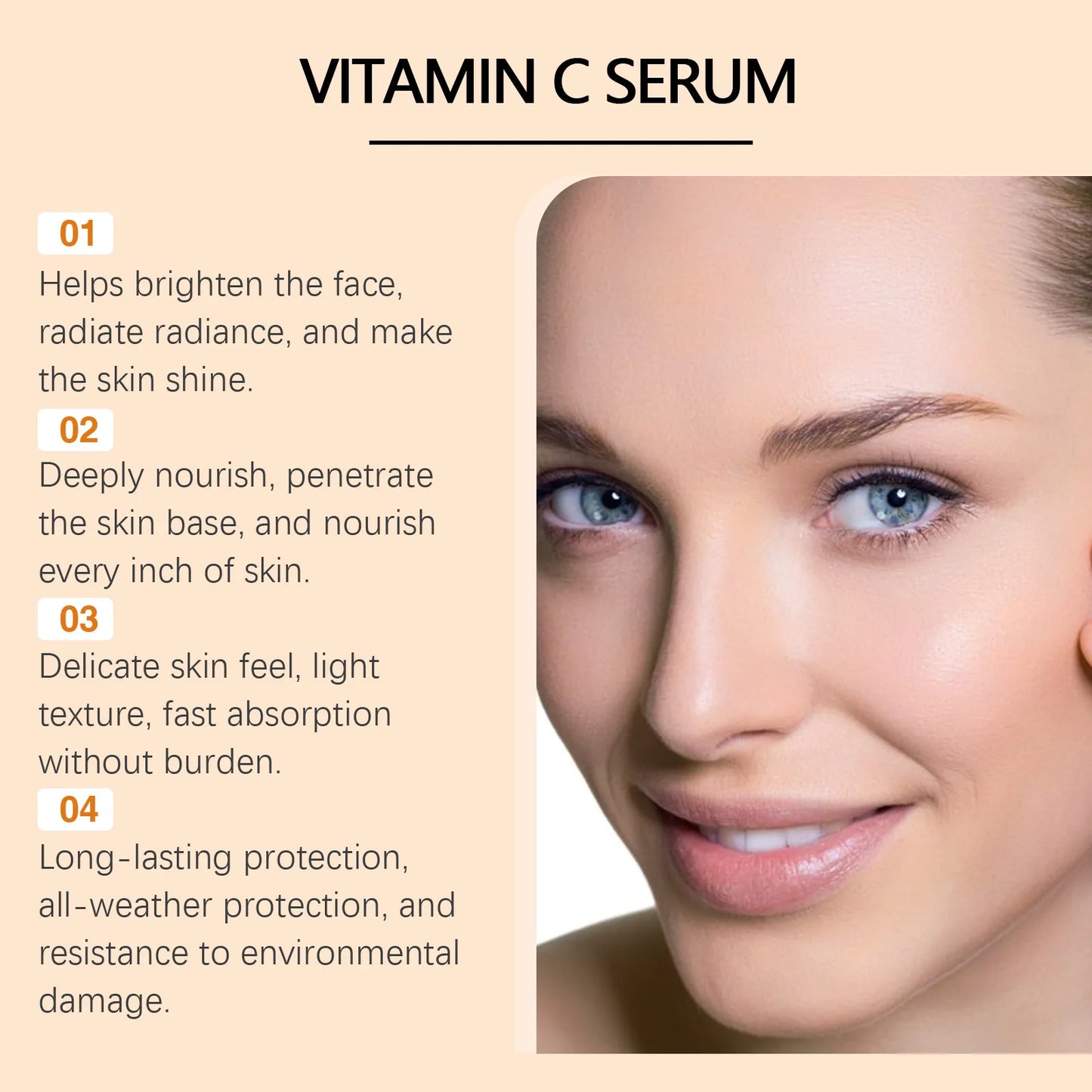 Vitamin C Facial Serum Wrinkle Remover Shrink Pores Anti Aging Lighten Spots Moisturizing Brightening Hyaluronic Acid Essence