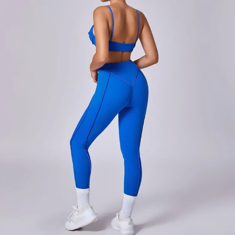 Yoga Sets Sports Fitness High Waist Hip-lifting Shapeing Trousers Backless Bra Suit Workout Gym Leggings Sets for Women