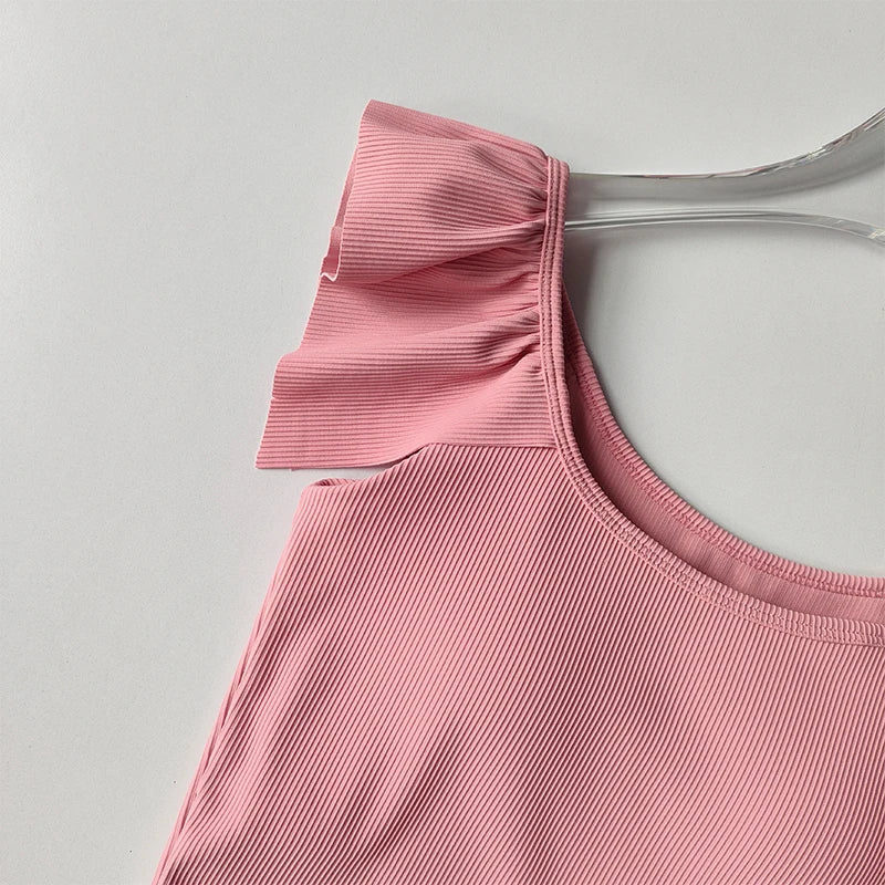 Small  Flying Sleeve Yoga Short Sleeve Quick-drying Breathable Short Fitness Clothing with Chest Pads Outside Wearing Pilates Top