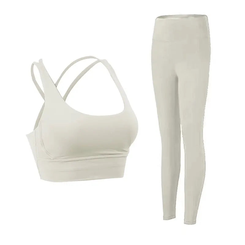Ropa de Yoga de 2 piezas, chándal para mujer, ropa atlética, traje de Fitness para Pilates, entrenamiento de gimnasio, ropa de realce, Sujetador deportivo, traje de mallas
