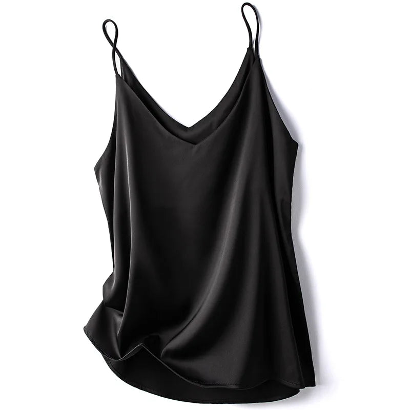 2025 Summer Camisole Slim Vest Sexy Women Sleeveless V-Neck Gray Tee Tank Tops Female Solid Black/White Korean Crop Tops Y2k