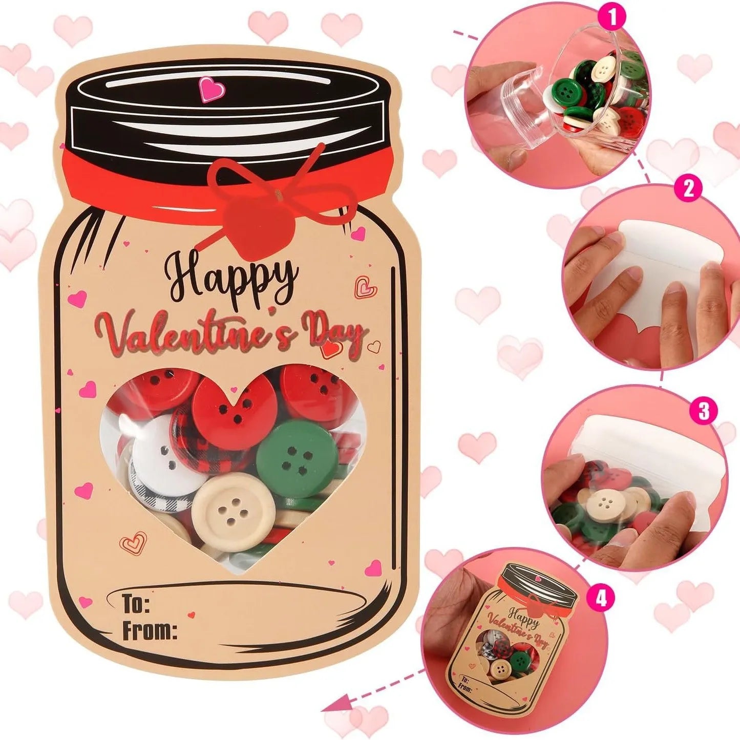 20pcs Happy Valentines Day Gift Bags Drift Bottle Greeting Card Wedding Party Classroom Exchange Fun Pack DIY Packaging Decor