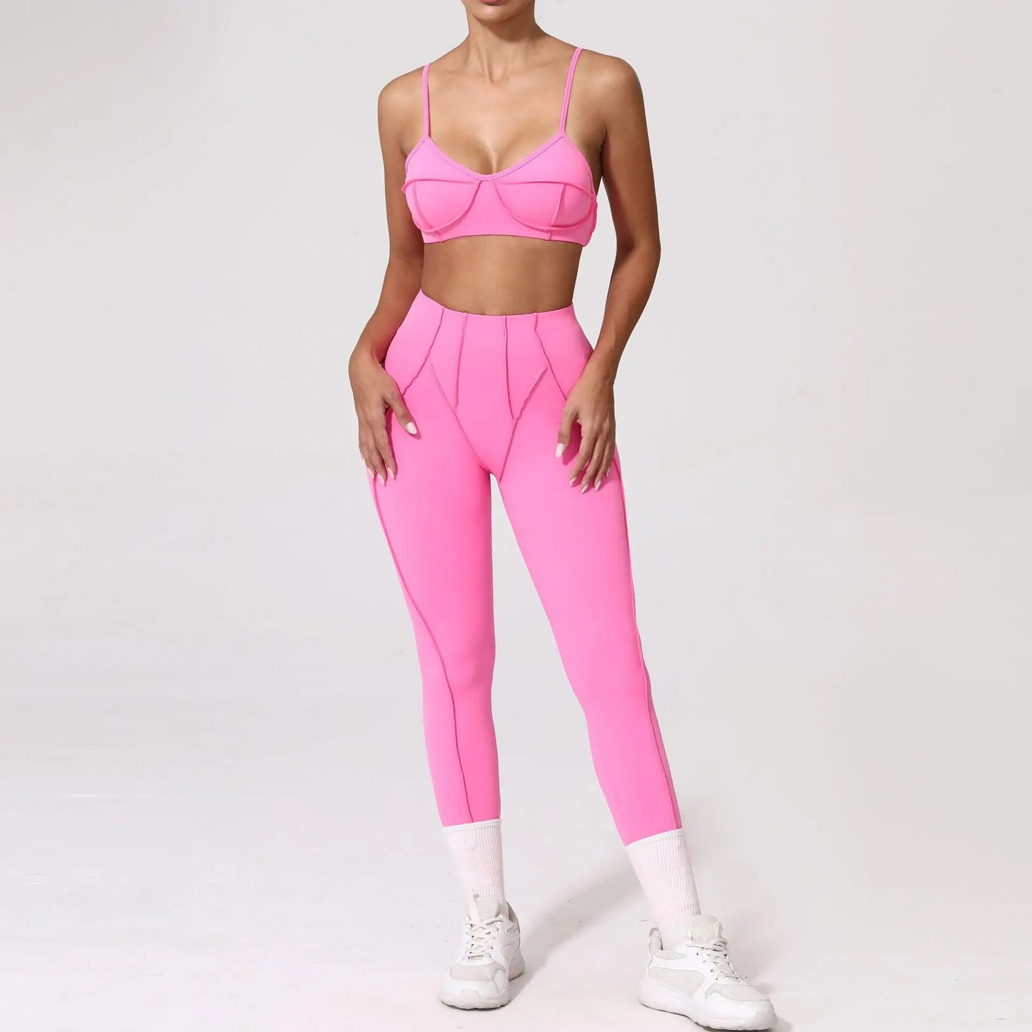 Yoga Sets Sports Fitness High Waist Hip-lifting Shapeing Trousers Backless Bra Suit Workout Gym Leggings Sets for Women