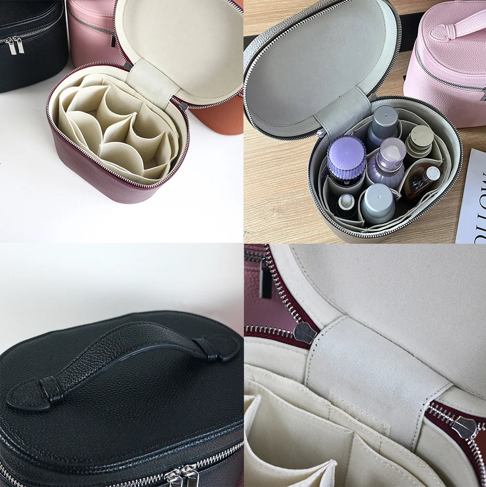 Caja de cosméticos de cuero  de gran capacidad con , bolsa de cosméticos portátil de viaje