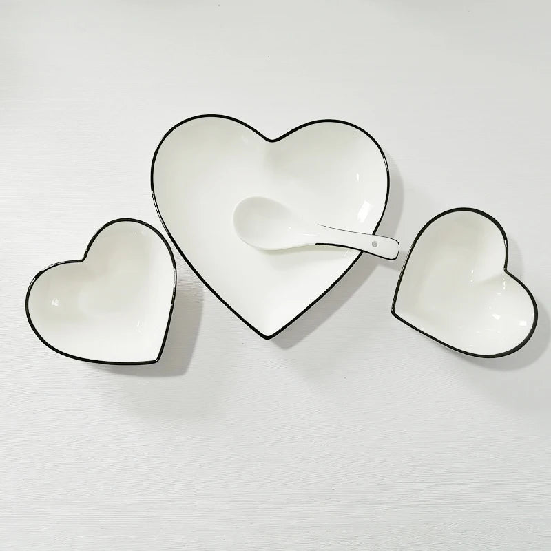 Ceramic Heart Plate Kitchen Cooking Dishes Lovers Tableware Special-shaped Plate Kitchen Utensils Porcelain New