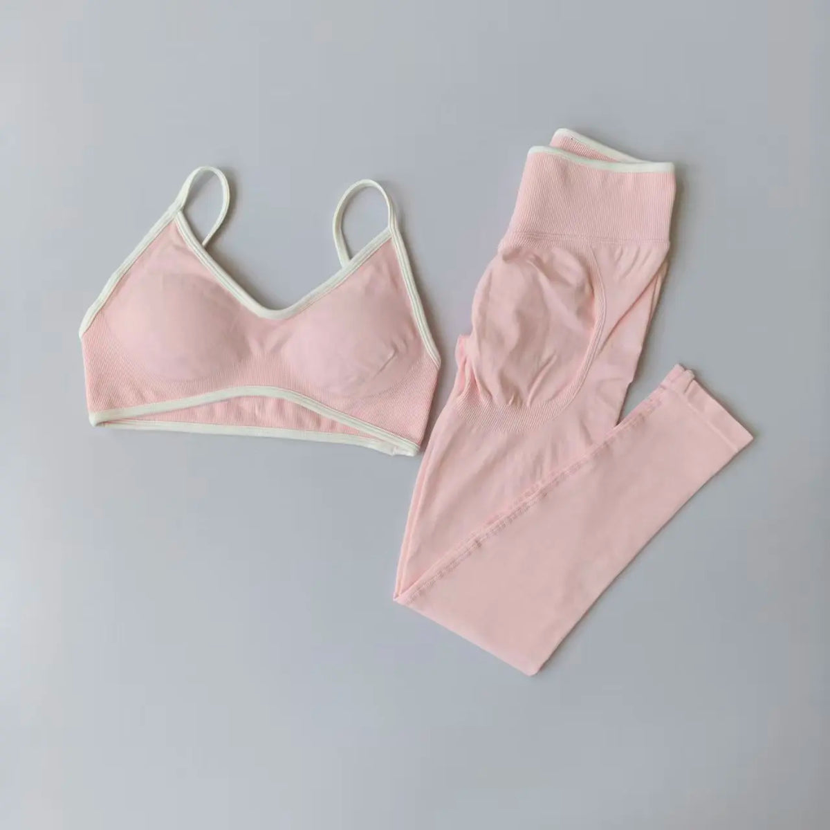Conjuntos de mallas sin costuras para mujer, sujetadores y mallas deportivas con tiras, mallas esculpidas de cintura alta, pantalones para correr, trajes de gimnasio, 2 uds.