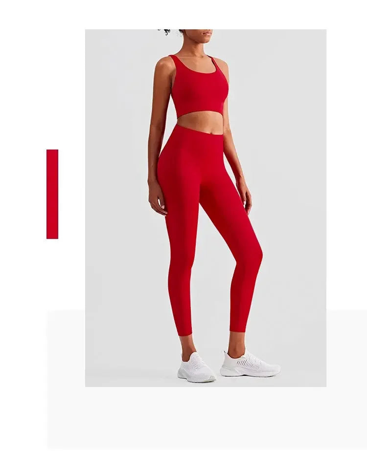 Ropa de Yoga de 2 piezas, chándal para mujer, ropa atlética, traje de Fitness para Pilates, entrenamiento de gimnasio, ropa de realce, Sujetador deportivo, traje de mallas