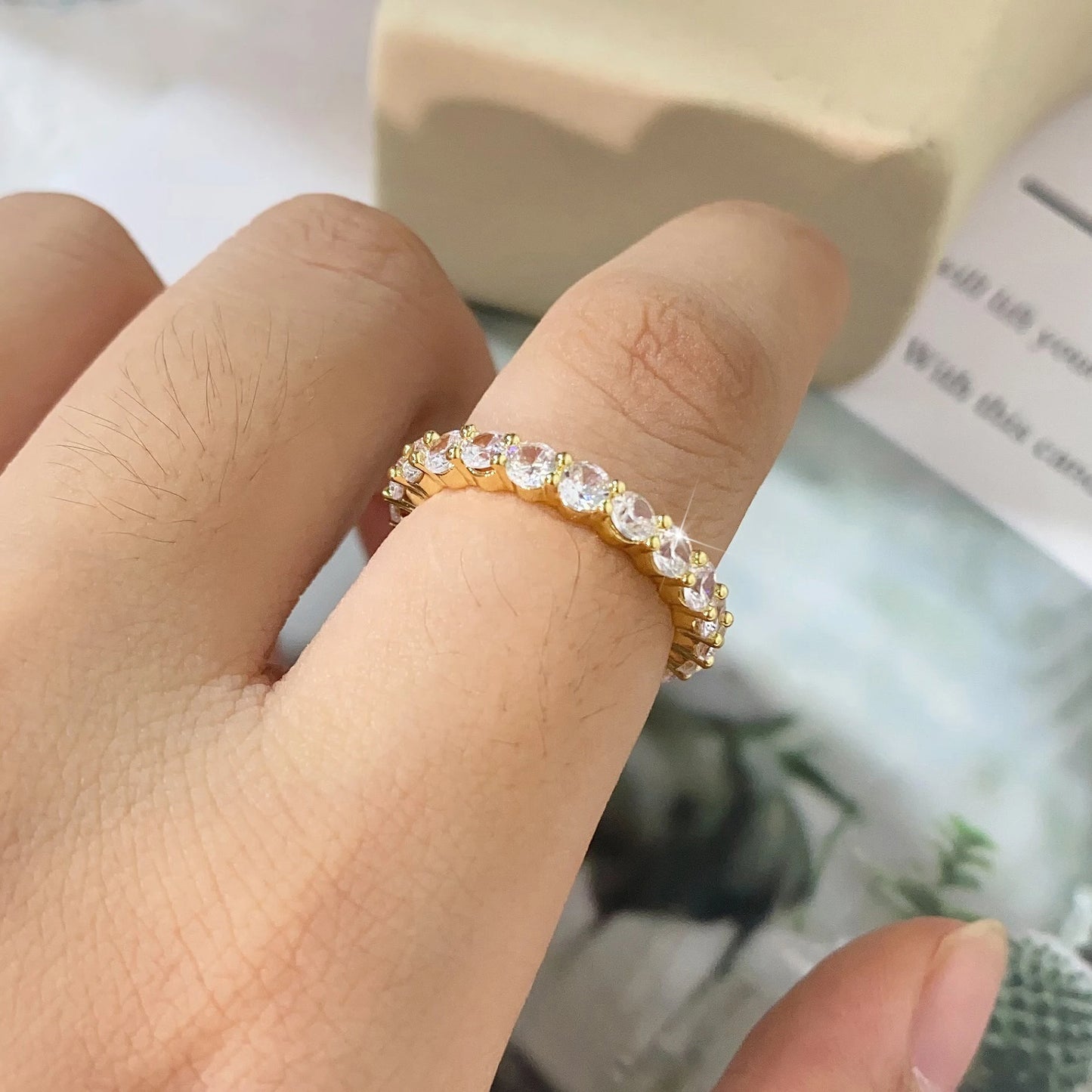 Anillos de compromiso de circonia cúbica Baguette clásicos para mujer, joyería de lujo chapada en oro de 18 quilates para fiesta y boda