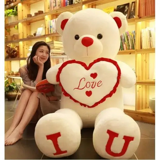 80 100cm Big I LOVE YOU Teddy Bear Plush Toys Lovely Stuffed Soft Pillow Doll Kids Toys Birthday Girlfriend Valentine's Day Gift