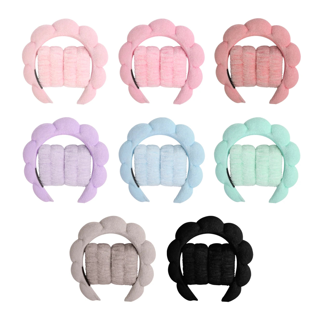 3 unit pulseras de lavado de microfibra de moda Scrunchies diadema hinchada Spa diadema de burbujas para lavar Maquillaje facial ducha cuidado de la piel