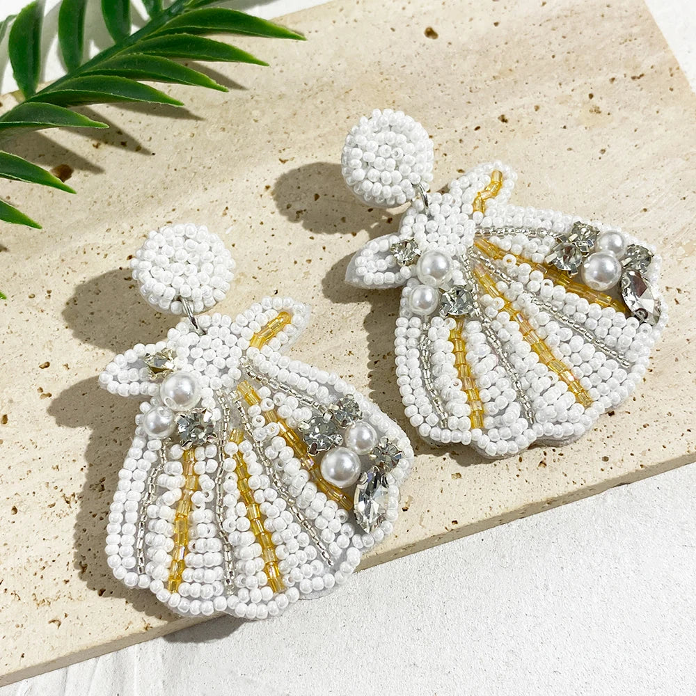 AENSOA Bohemian Starfish Lobster Conch Seed Bead Drop Earrings for Women Handmade Ocean Animal Earrings Summer Beach Jewelry