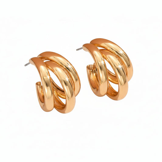 Pendiente de aro circular de Color dorado elegante para mujer, pendientes de lujo con declaración geométrica Vintage de Metal, regalos de joyería para fiesta