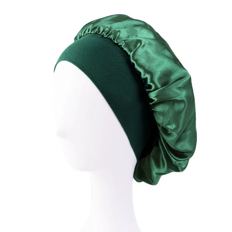 Nuevo gorro de dormir de ala ancha de satén, gorro sedoso para dormir, gorro para dormir con banda suave elástica, gorro de estilismo, herramienta para envolver el cabello