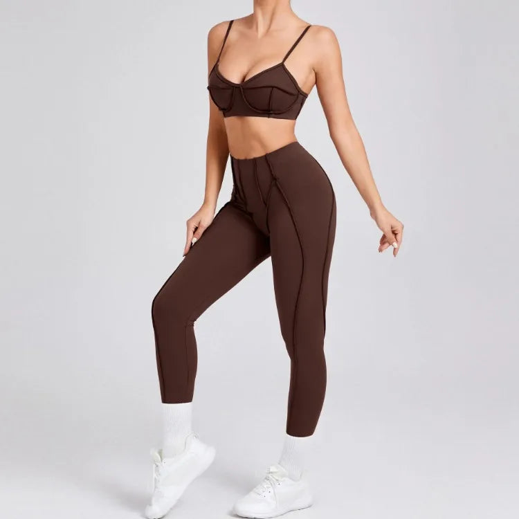Yoga Sets Sports Fitness High Waist Hip-lifting Shapeing Trousers Backless Bra Suit Workout Gym Leggings Sets for Women