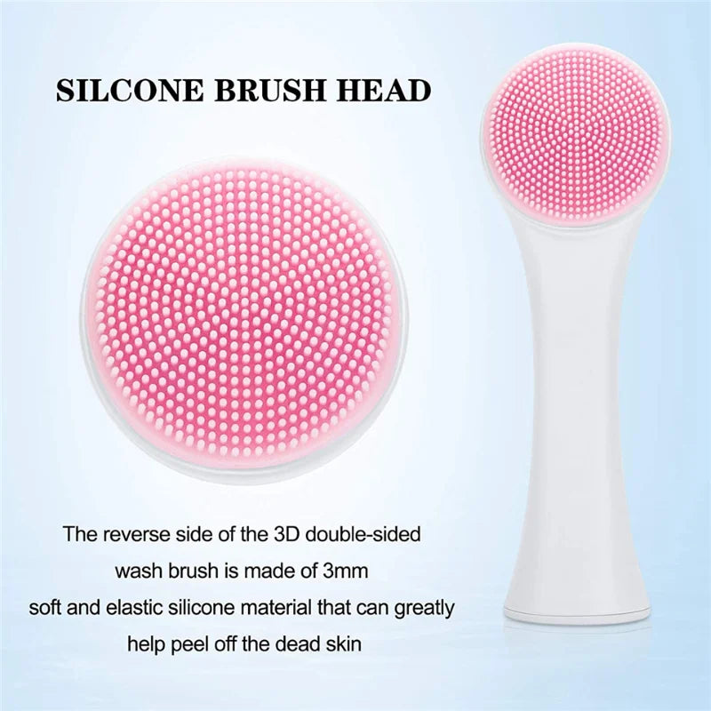 Cepillo de limpieza Facial de silicona doble 3D, cepillo Facial de masaje Manual, exfoliante de cerdas suaves, cepillo de lavado de cara de doble cara