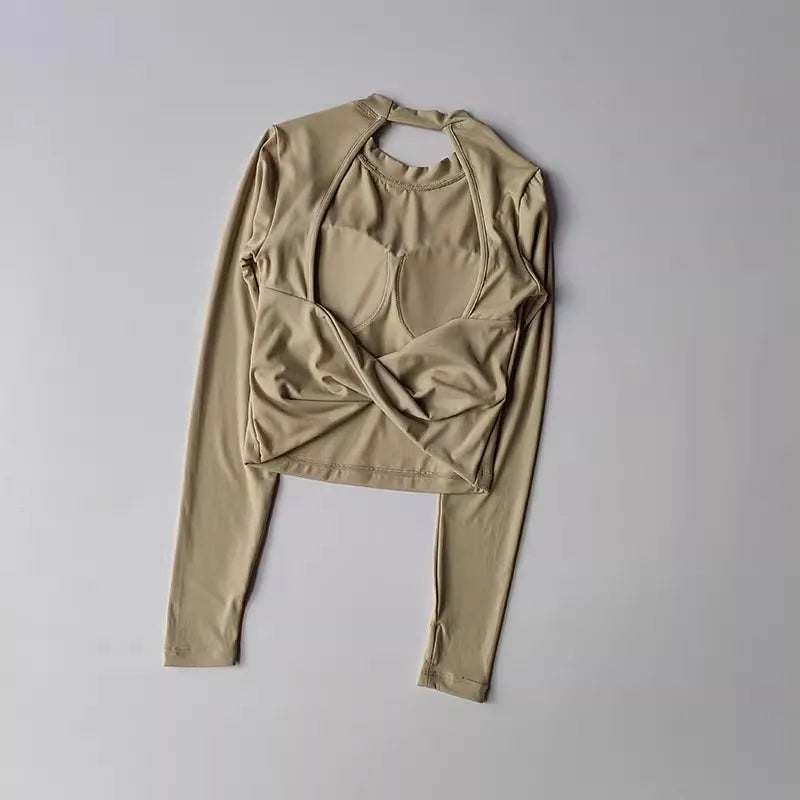 Camiseta deportiva con almohadilla  espalda descubierta, traje de Yoga adelgazante de secado rápido, ropa superior