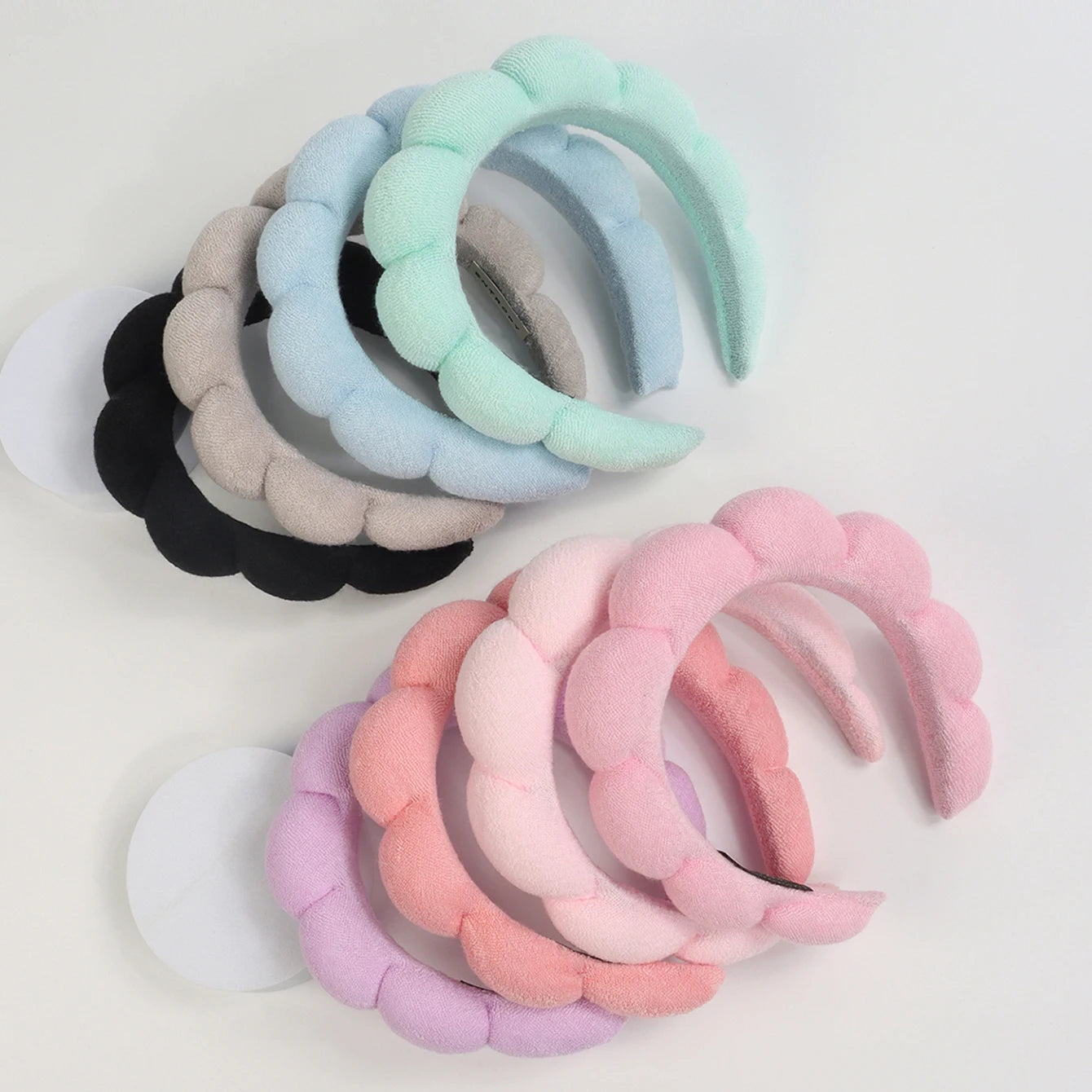 3 unit pulseras de lavado de microfibra de moda Scrunchies diadema hinchada Spa diadema de burbujas para lavar Maquillaje facial ducha cuidado de la piel