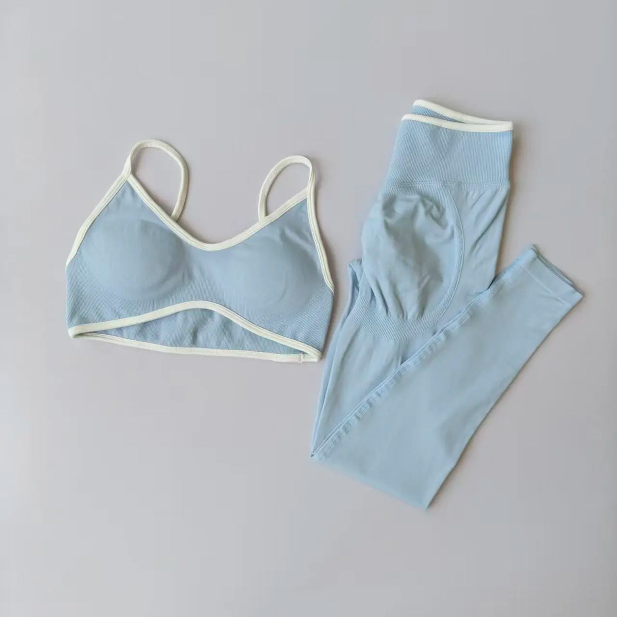 Conjuntos de mallas sin costuras para mujer, sujetadores y mallas deportivas con tiras, mallas esculpidas de cintura alta, pantalones para correr, trajes de gimnasio, 2 uds.