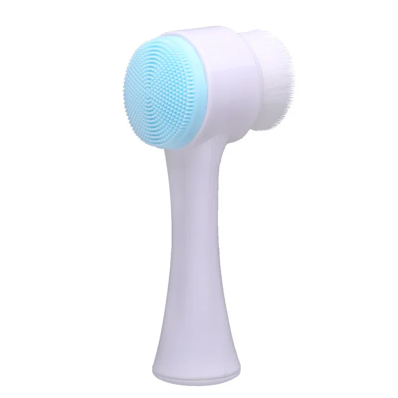 Cepillo de limpieza Facial de silicona doble 3D, cepillo Facial de masaje Manual, exfoliante de cerdas suaves, cepillo de lavado de cara de doble cara