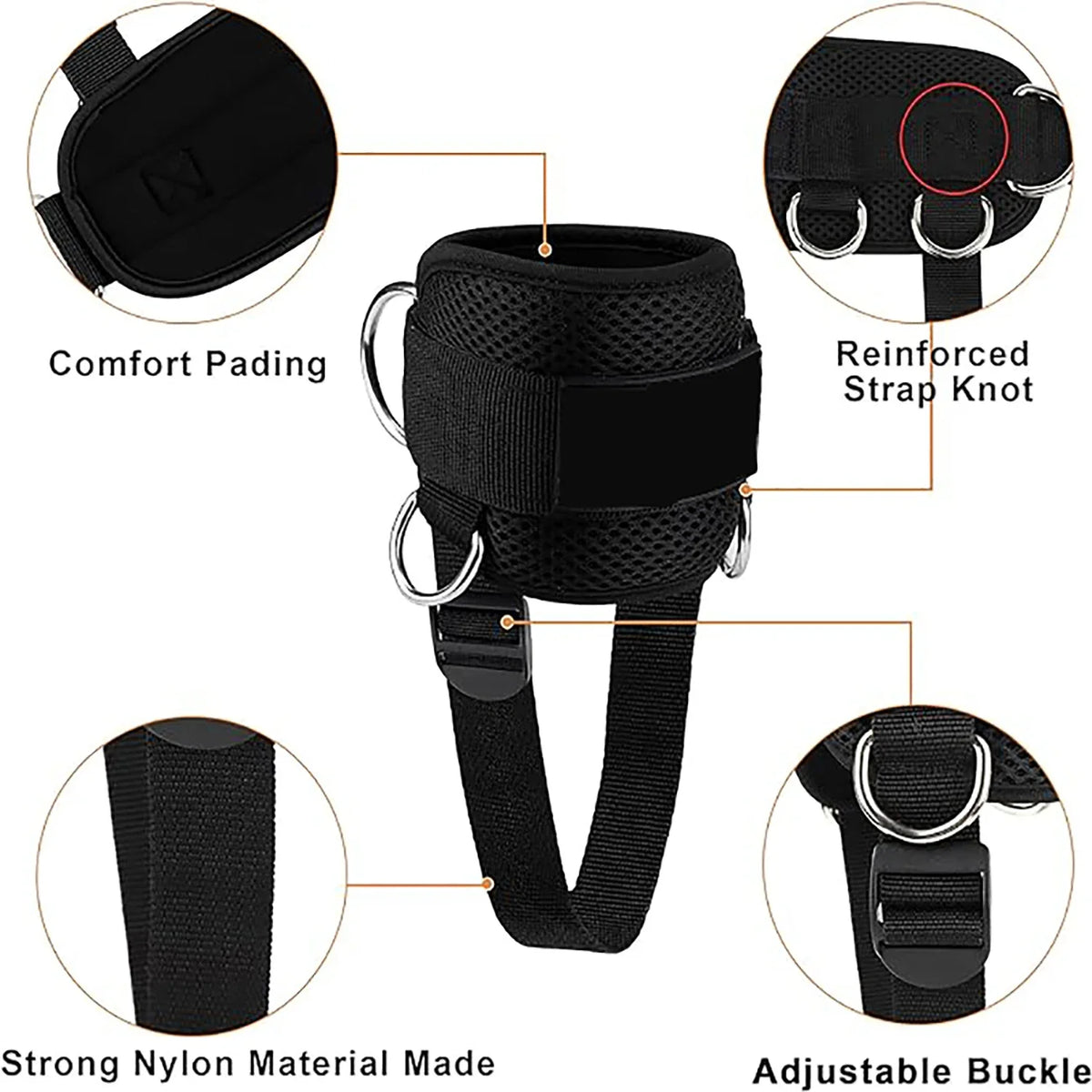 Correas de tobillo para máquinas de Cable, puños de tobillo acolchados para  ejercicio 1 unida