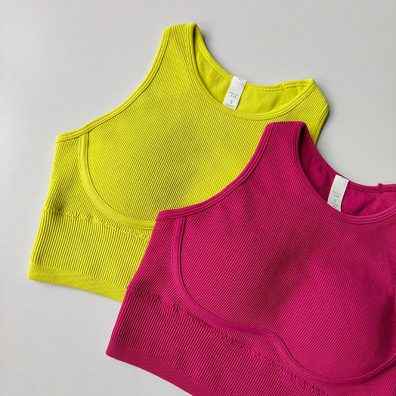 Sports Underwear Integrated Fixed Chest Pad for Women's Yoga Suit Vest Tight and Slimming Fitness Bra I-shaped Back Bra Clothes