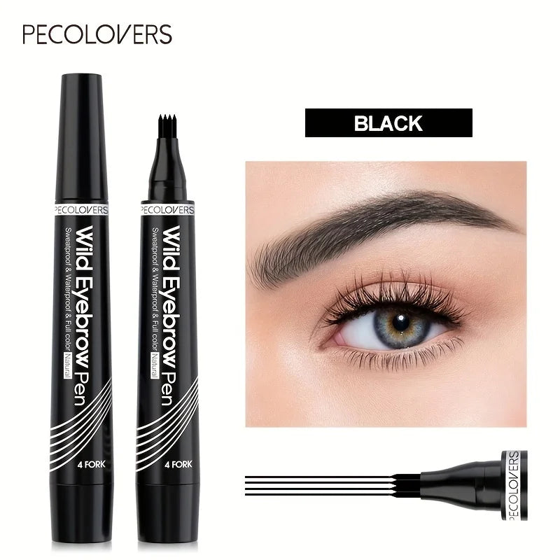 6 colores 1pc lápiz de cejas impermeable 4 punta dividida lápiz de cejas lápiz de tatuaje de cejas impermeable líquido negro lápiz de maquillaje de cejas