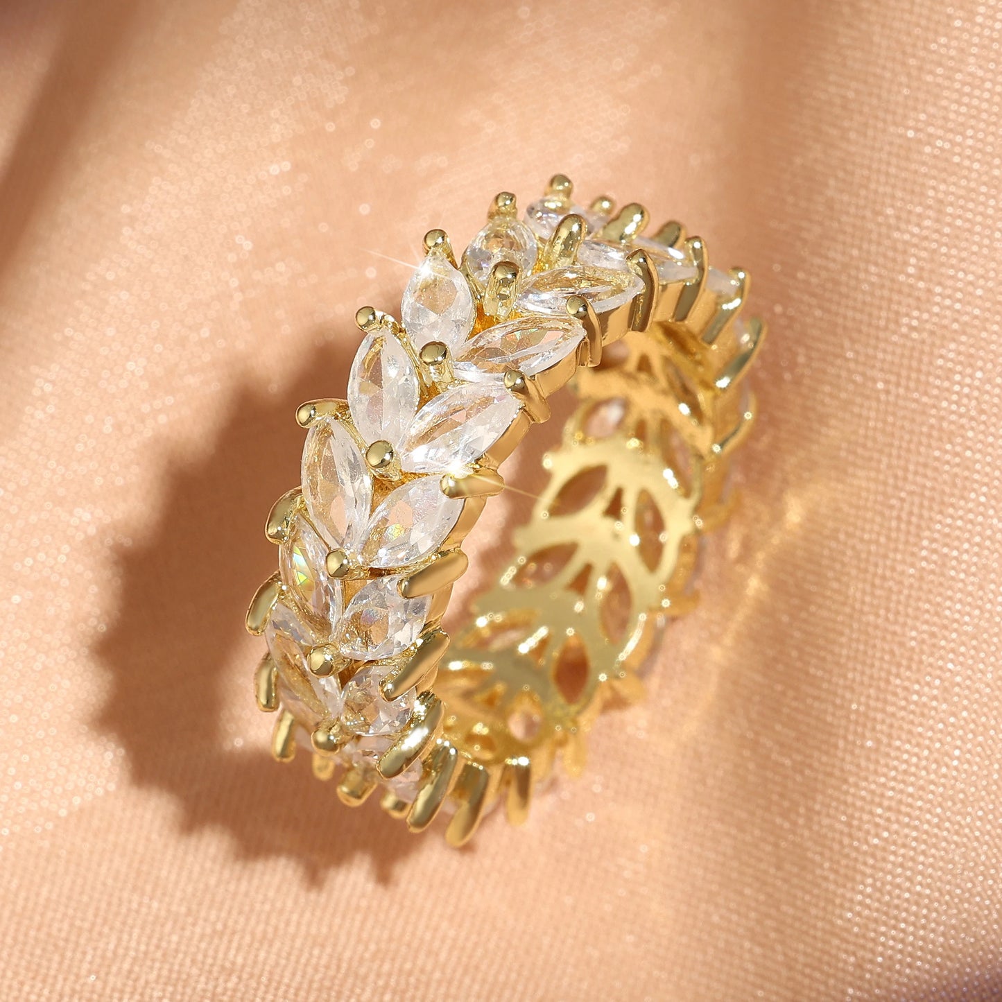 Anillos de compromiso de circonia cúbica Baguette clásicos para mujer, joyería de lujo chapada en oro de 18 quilates para fiesta y boda