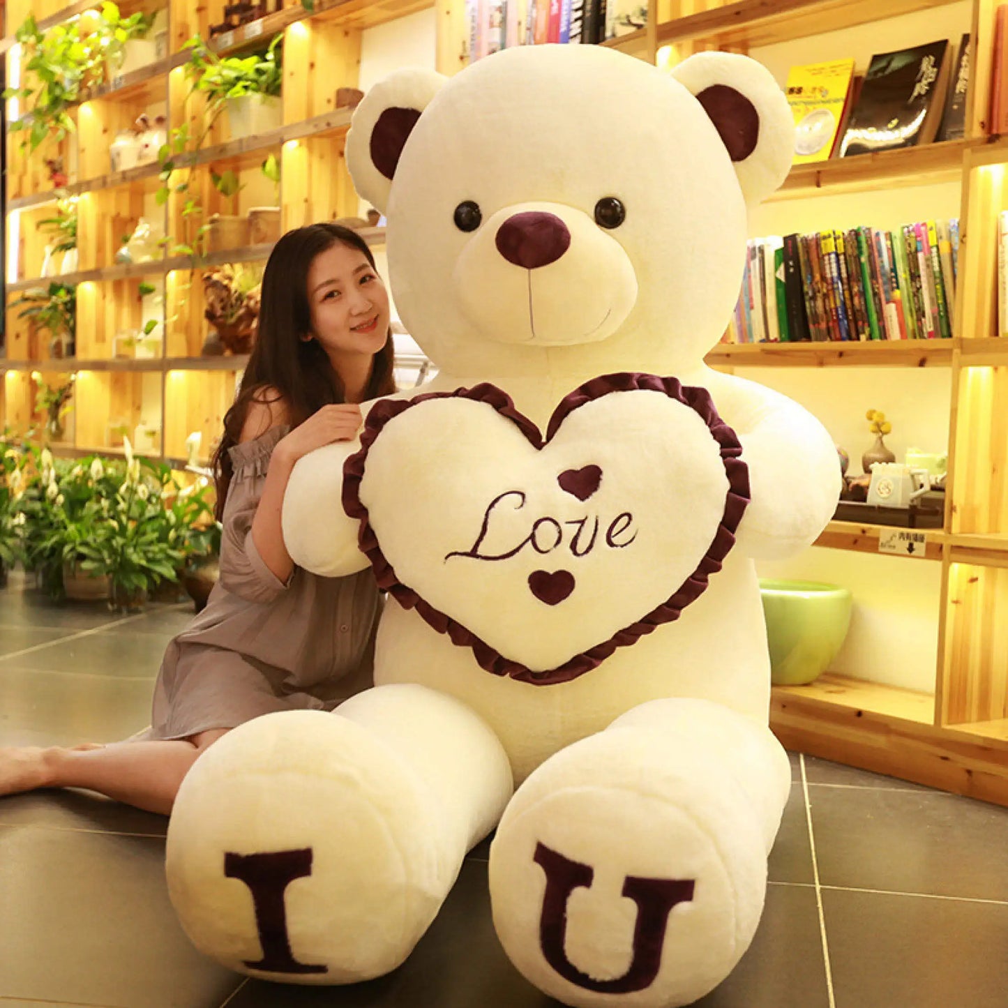 80 100cm Big I LOVE YOU Teddy Bear Plush Toys Lovely Stuffed Soft Pillow Doll Kids Toys Birthday Girlfriend Valentine's Day Gift