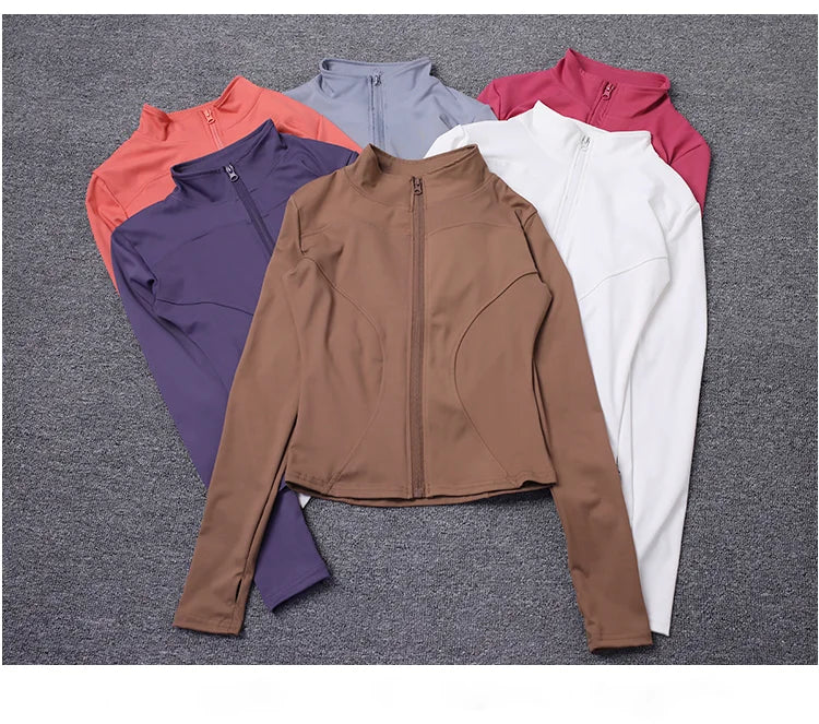 Chaqueta deportiva para mujer, camisa de manga larga, abrigo de entrenamiento, ropa de entrenamiento de gimnasia, ropa deportiva de Yoga