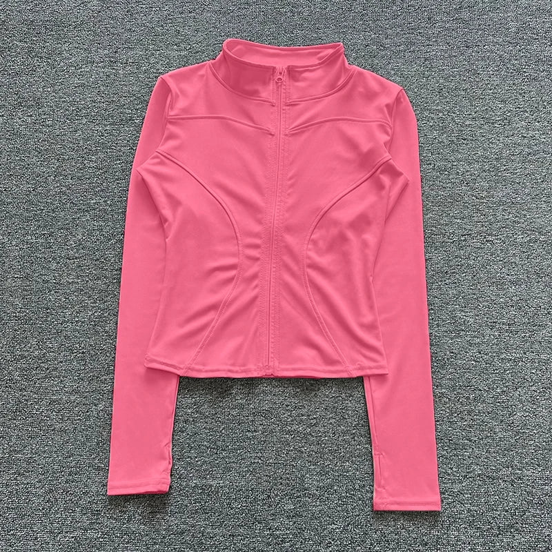 Chaqueta deportiva para mujer, camisa de manga larga, abrigo de entrenamiento, ropa de entrenamiento de gimnasia, ropa deportiva de Yoga