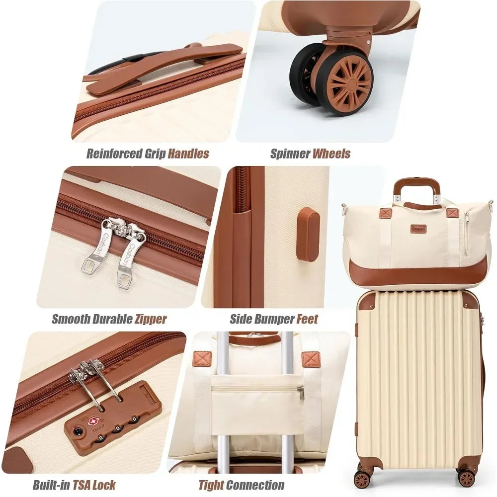 SUITCASE 5 Piece Luggage Sets with Wheels, Set ABS Hard Case Luggage with TSA Lock Spinner Wheels Durable Travel Luggage